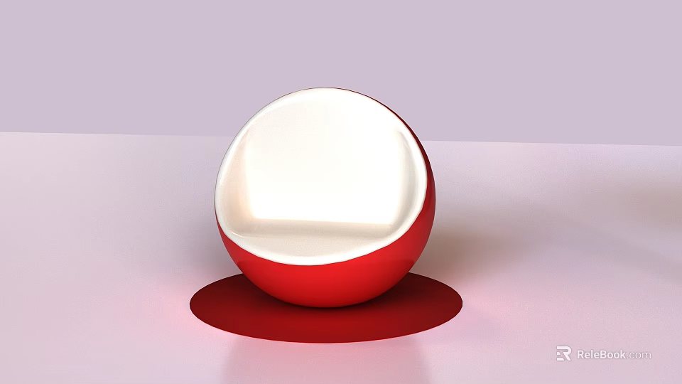 Stylish Red And White Spherical Single Chair Design For Modern Interiors 3d model