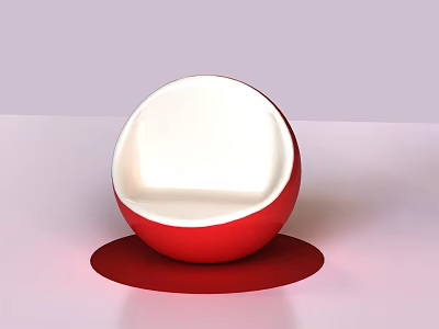Stylish Red And White Spherical Single Chair Design For Modern Interiors 3d model