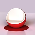 Stylish Red And White Spherical Single Chair Design For Modern Interiors 3d model