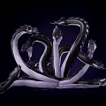 Mythical Multi Headed Serpent With Black And Purple Twisted Bodies