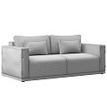 Multi-person sofa linen fabric sofa simple sofa 16 3d model