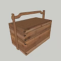 Dark Brown Wooden Storage Box With Carved Handle And Textured Surface