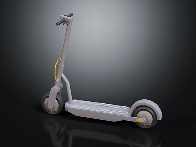 Modern Electric Scooter With Gray Body Yellow Accents And Textured Deck 3d model