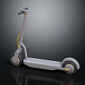 Modern Electric Scooter With Gray Body Yellow Accents And Textured Deck