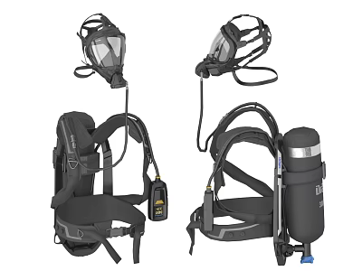 Diving Equipment Oxygen Cylinder Fire Mask Breathing System Diving Device 3d model