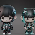 Two Futuristic Cartoon Characters With Tech Inspired Outfits And Headphones
