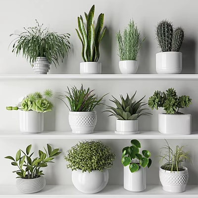 Modern potted plant potted fleshy combination 3d model