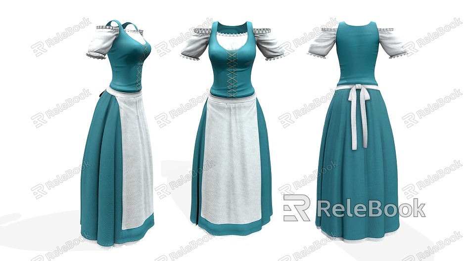 Modern Maid Dress Medieval Farming Dress model