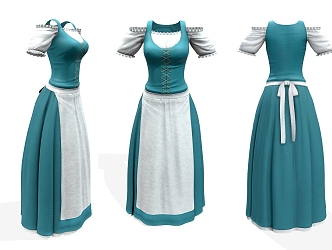 Modern Maid Dress Medieval Farming Dress 3d model