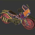 Sleek Orange And Black Motorcycle Design With Windshield Leather Seat And Spoked Wheels
