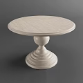 Round White Marble Coffee Table With Elegant Pedestal Base Design 3d model