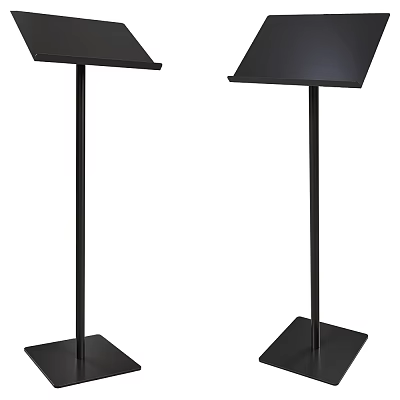 Two Black Decorative Ornament Set with Stand Base and Square Top Display Platform 3d model