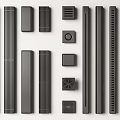 Modern Black Bathroom Accessories with Sleek Strips Squares and Perforated Designs