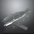 Aerial Bomb Weapon 3D Model With Metallic Surface Sleek Design And Tail Fins