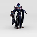 Man In Dark Robe With Decorative Patterns And Wide Sleeves Fantasy Style