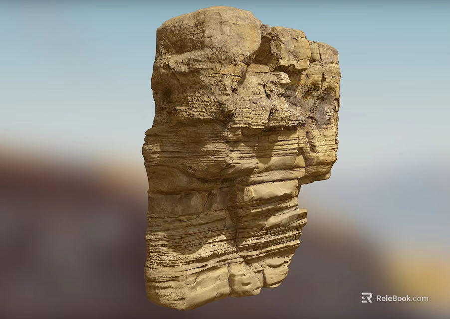 Rustic Stone and Wood Structure Featuring Layered Texture and Earthy Tones 3d model