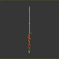 Transparent Sword With Orange Hilt And Green Accents 3D Model Design