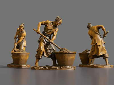 Ancient Wine-making Characters Ancient Characters Craftsmen Farmers Craftsmen Laborers Work Ancient Workshops Long-term Workers Short-term Workers Paper Printing and Dyeing Oil Squeezing 3d model
