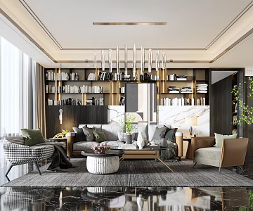 Light Luxury Living Room 3d model