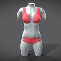 Women's Red Bikini Swimsuit With Stylish Straps On Mannequin
