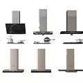 Modern Kitchen Appliances With Various Range Hoods And Stove Designs