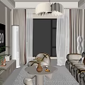 Modern Living And Dining Room Interior With Dining Table Sofa Coffee Table TV And Plant