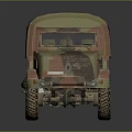 Heavy Duty Military Truck Featuring Camouflage Paint Canvas Cover And Multiple Wheels