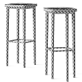 Modern Bar Stools Featuring Black Metal And Dark Brown Wooden Frames With Crossbar Structure 3d model