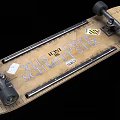 Wooden Skateboard Deck With Black Grip Tape Limited Edition Design And Silver Wheels