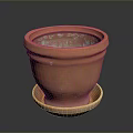 Terracotta Plant Pot With Saucer And Textured Design For Home Gardening