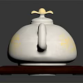 Elegant White Teapot And Mug With Gold Patterns On Wooden Tray