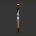 Golden Decorative Sword With Silver Wing Guard And Golden Pommel On Gray Background
