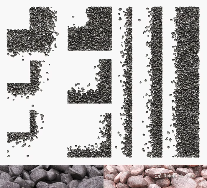 Natural Stone and Wood Decorative Elements with Textured Surfaces for Interior Design 3d model