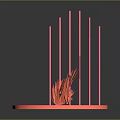 Pink Geometric Frame Structure With Circular Base And Red Decorative Elements