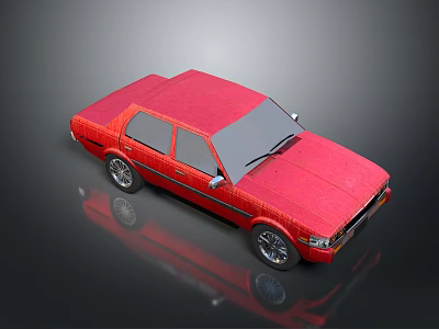 Red Classic Sedan 3D Render With Shiny Surface And Reflective Finish 3d model