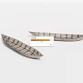 Small Handcrafted Wooden Boats With Grid Patterned Hulls On White Background 3d model