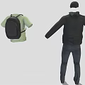 Fashionable Men's Clothing Collection With Black Hoodie Green T Shirt Cardigan And Cap