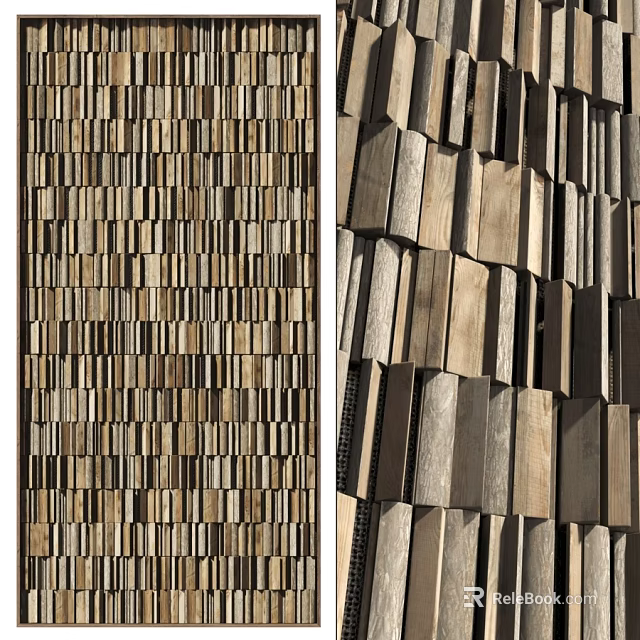 Natural Wooden Plank Wall Design With Textured Pattern And Modern Style 3d model 