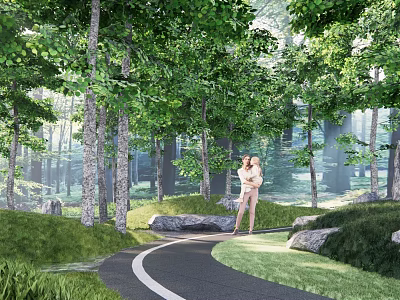 Modern Park Nature Wetland Park 3d model