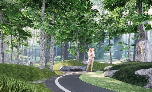 Modern Park Nature Wetland Park 3d model