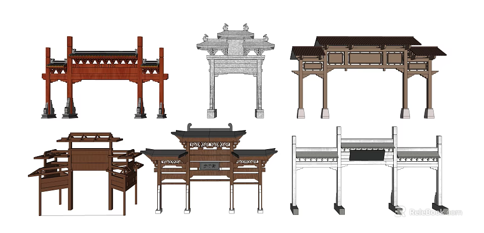 Traditional Memorial Archway Various Classical Architectural Design Examples 3d model 