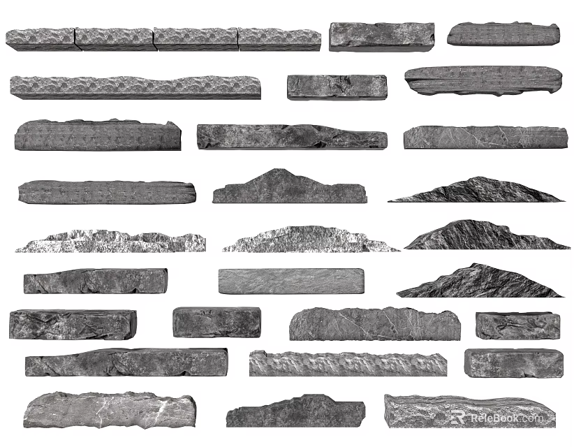 Natural Stone and Wood Building Materials With Various Textures And Shapes 3d model 