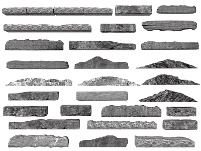 Natural Stone and Wood Building Materials With Various Textures And Shapes 3d model