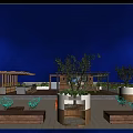 Outdoor Rooftop Lounge Area With Seating Dining Space And Night Sky View”