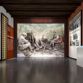 Shiguojia Deeds Exhibition Hall Interior With Relief Wall And Display Platform