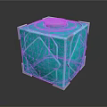 Green Decorative Cube Container With Lid Geometric Patterns And White Corners