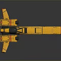 Yellow Futuristic Spaceship Model With Sleek Structure And Detailed Components 3d model