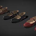 Classic Leather Mary Jane Shoes in Black Brown and Red