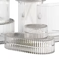 Decorative Transparent Glass Vases With Ribbed Design And White Flower Branches
