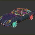Blue Vintage Sports Car With Sleek Body Black Roof And White Wheels